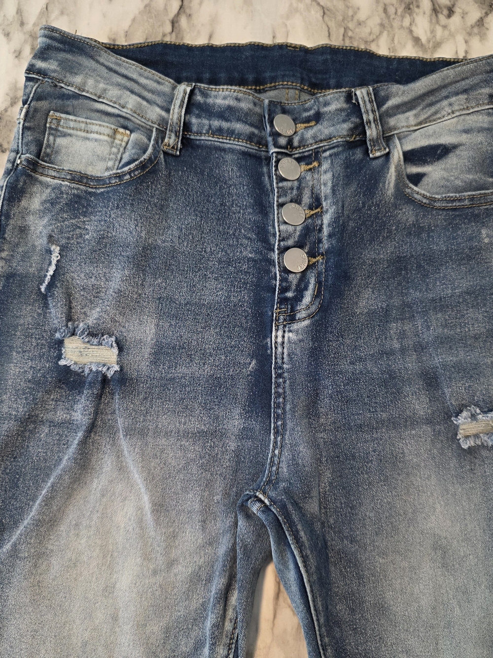 Juniors Distressed Skinny Jeans Button-Fly Stretch Size Large